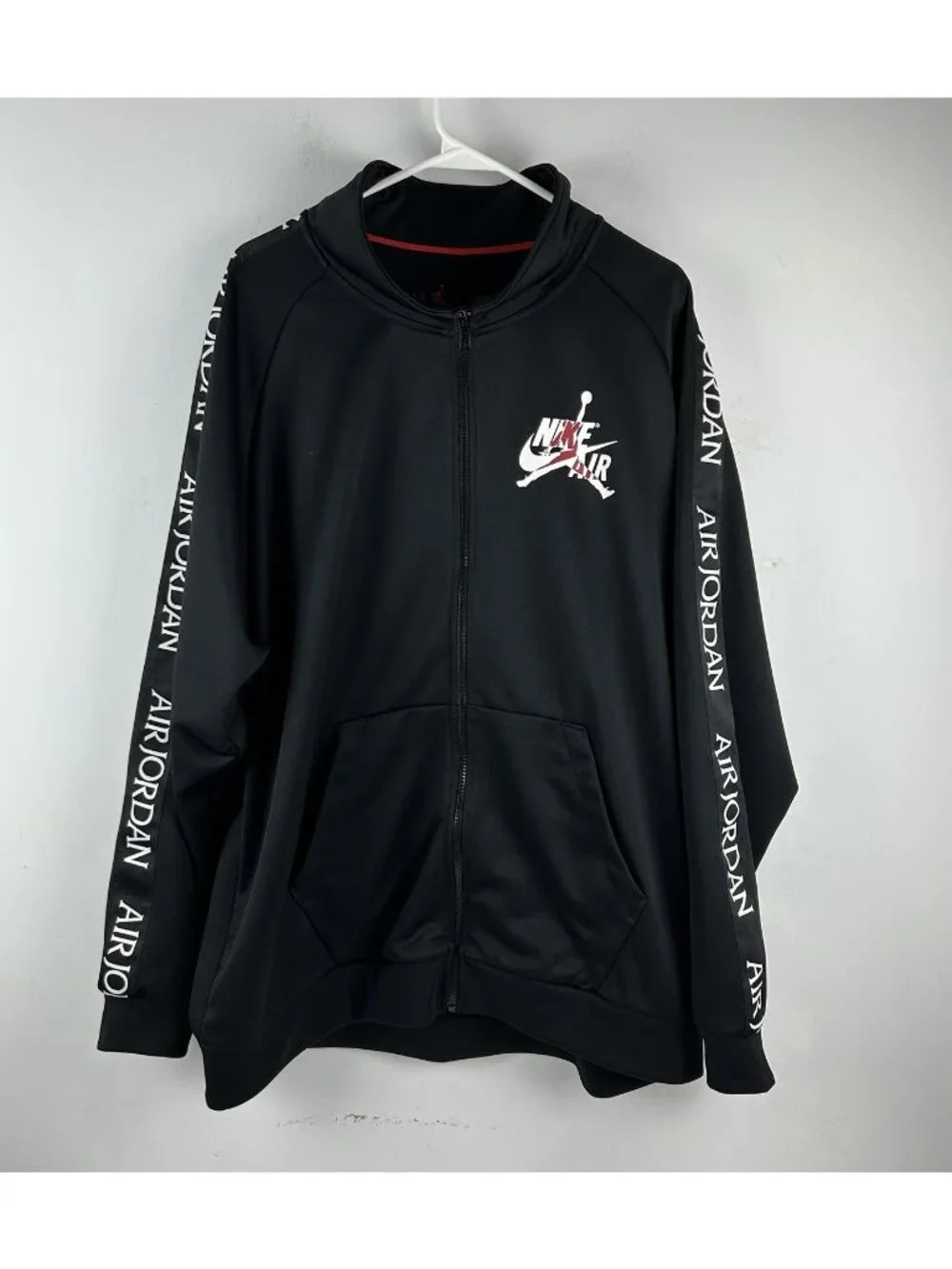 Y2K NIKE Air Jordan Jacket Men's Xxl Black Logo Tape Full Zip Warmup